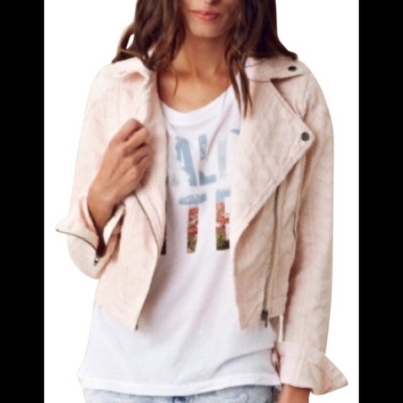 Free People Jackets & Blazers - Free People pink moto jacket 6